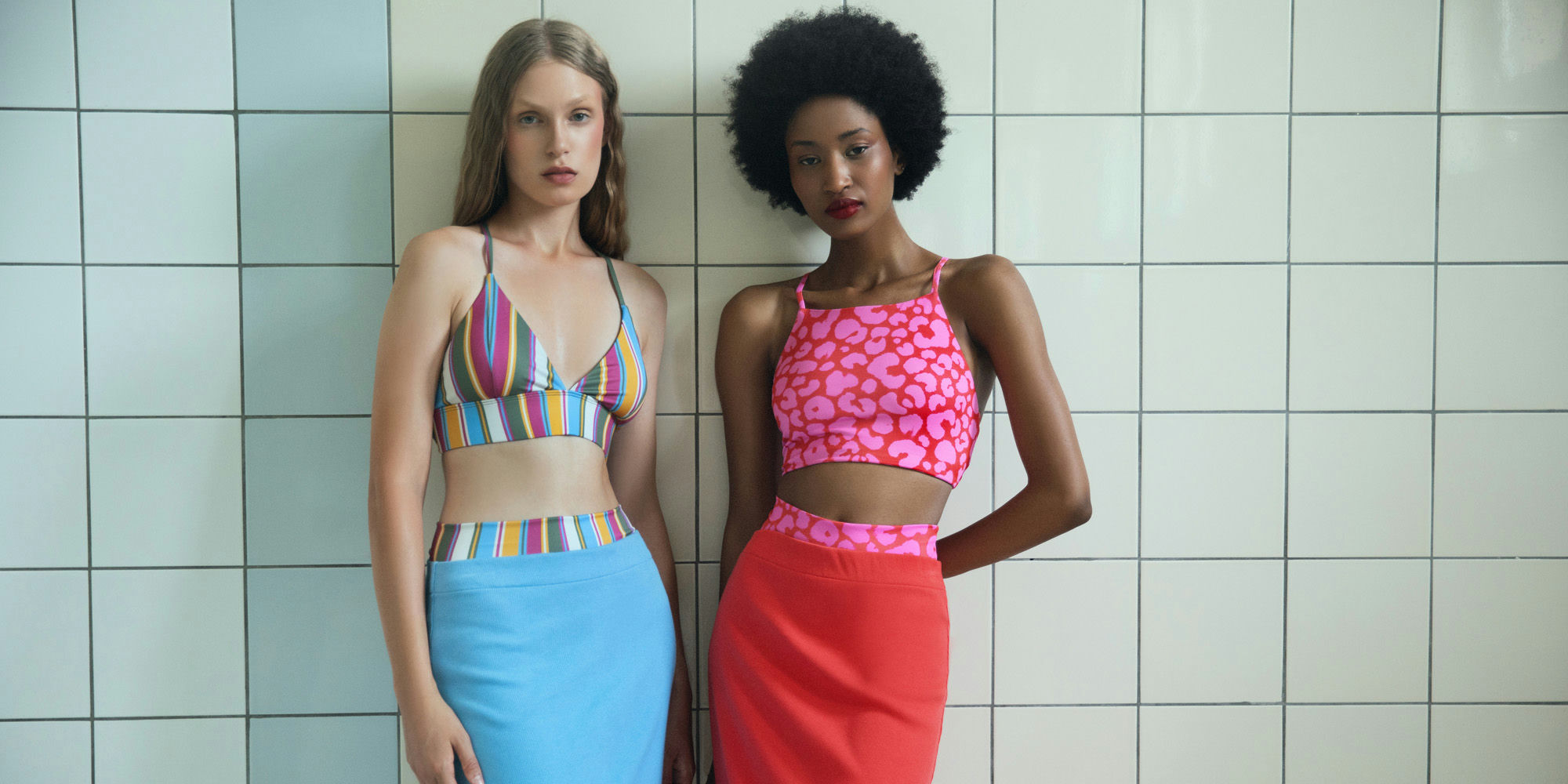 People in colourful, contemporary styles by responsible brand Dedicated.