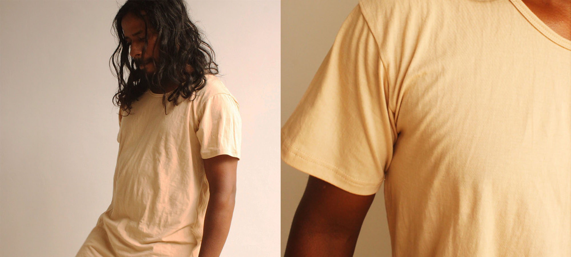 man wearing yellow monsoon blooms t-shirt