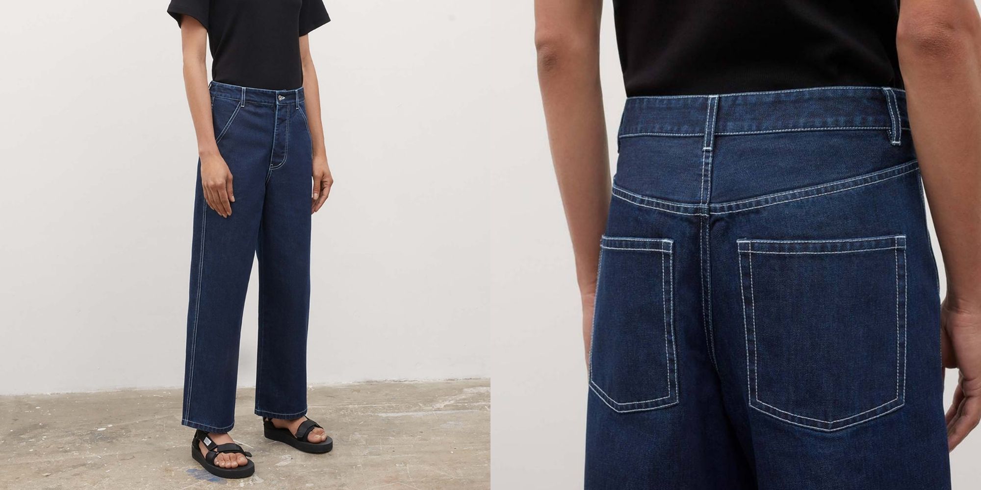 organic cotton dark denim jeans ethically made by Kowtow