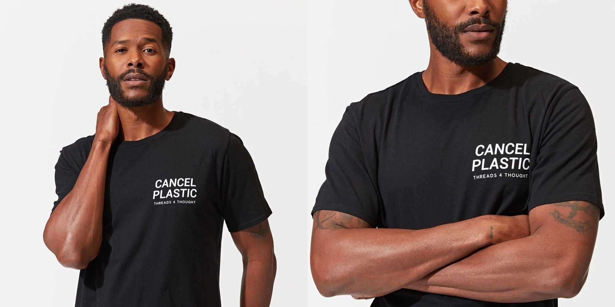 black man wearing organic cotton tshirt by Threads 4 Thought