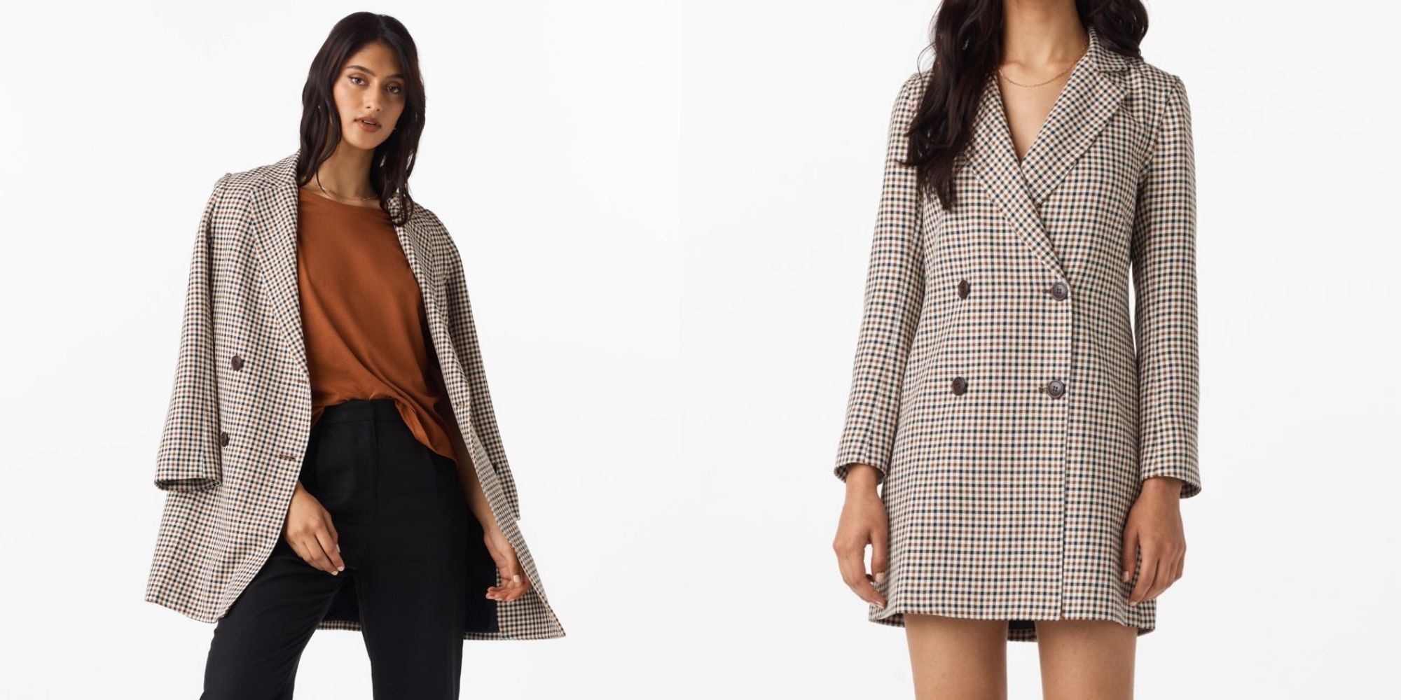 Someone wearing a dress sustainable blazer by VETTA.