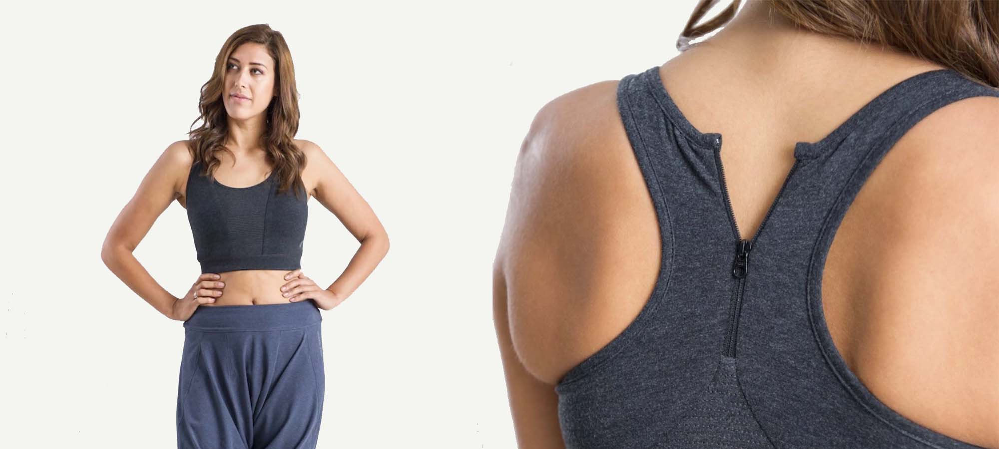 woman wearing grey bhumi sports bra