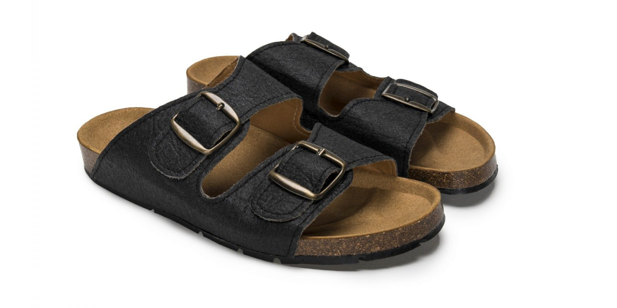 unisex black pinatex sandals by ethical footwear brand NAE
