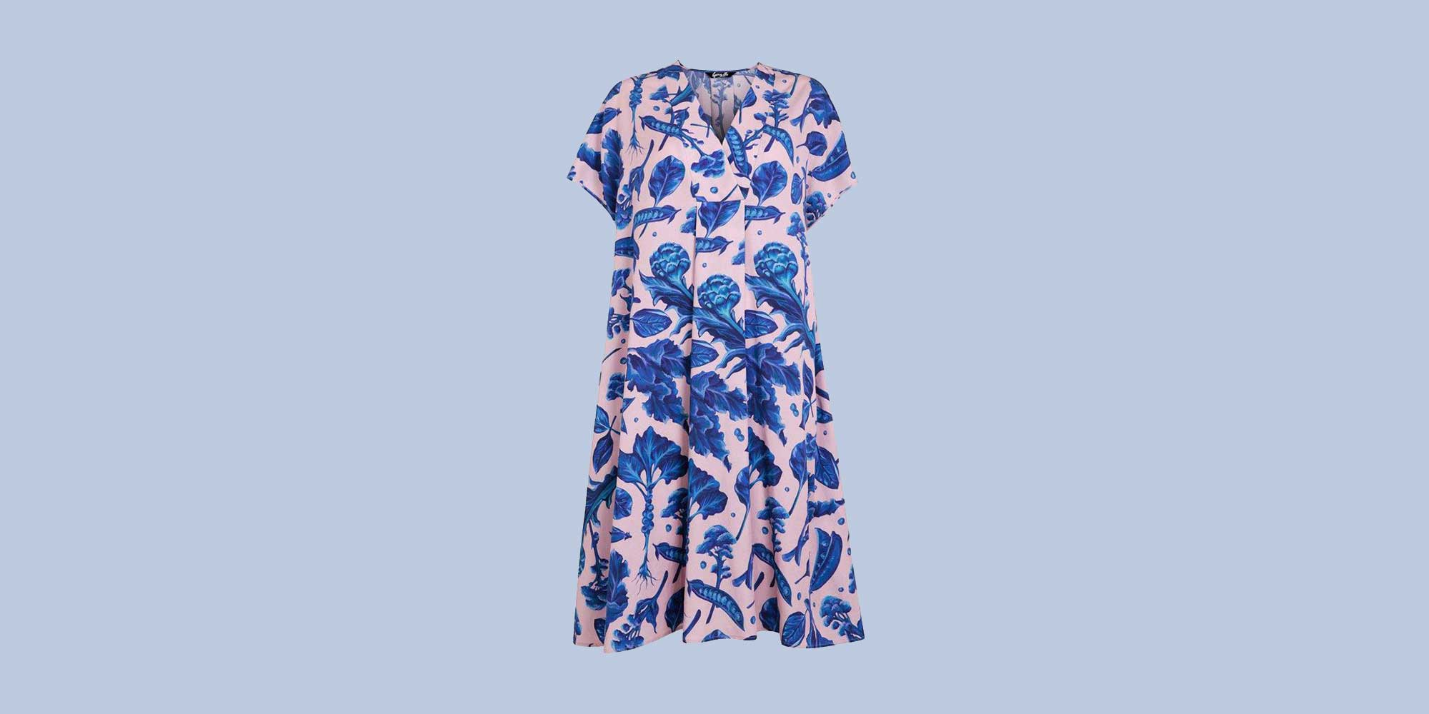 pink and blue patterned dress by gung ho design