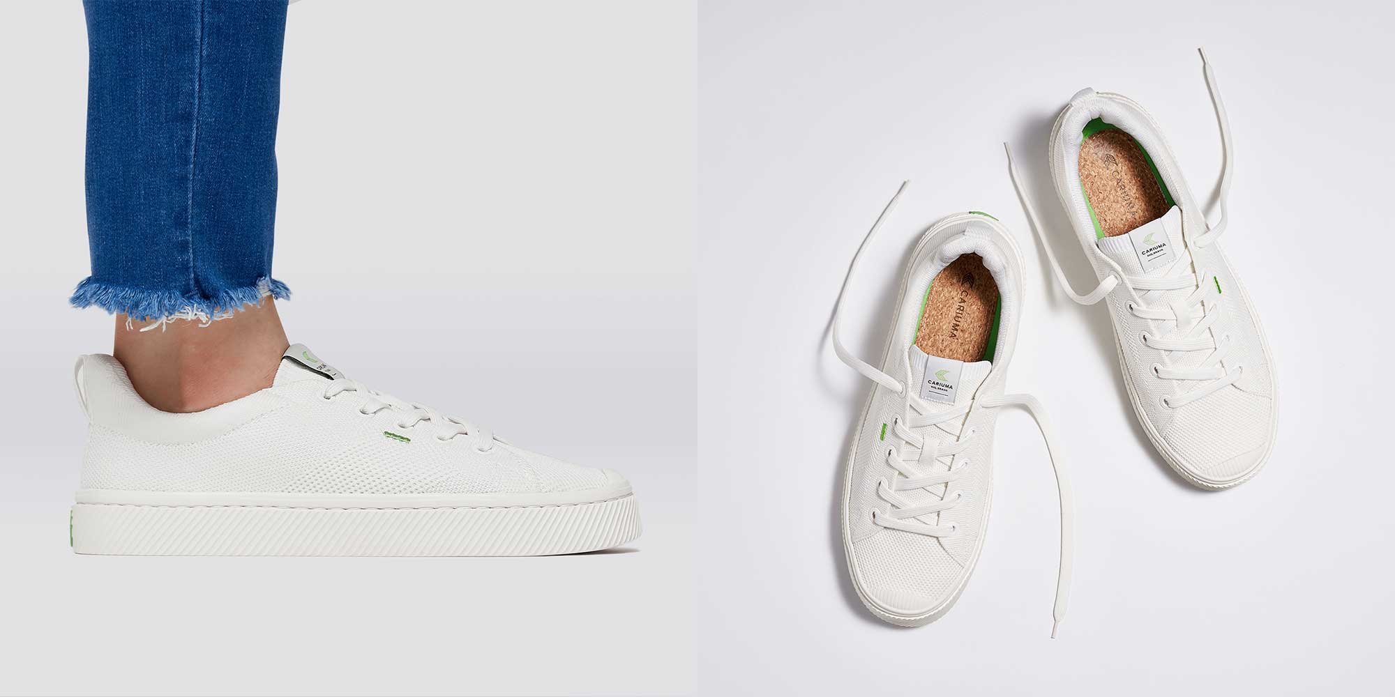 white sneakers by brazilian brand cariuma