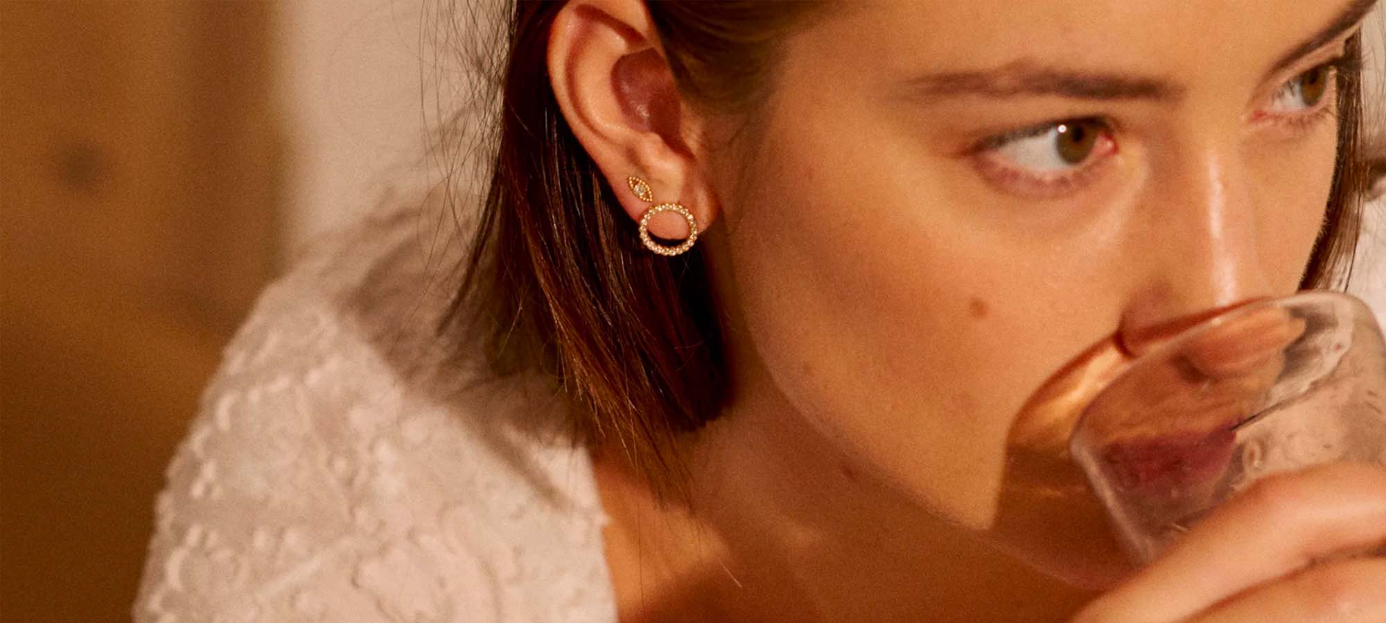 woman wearing kimai earring