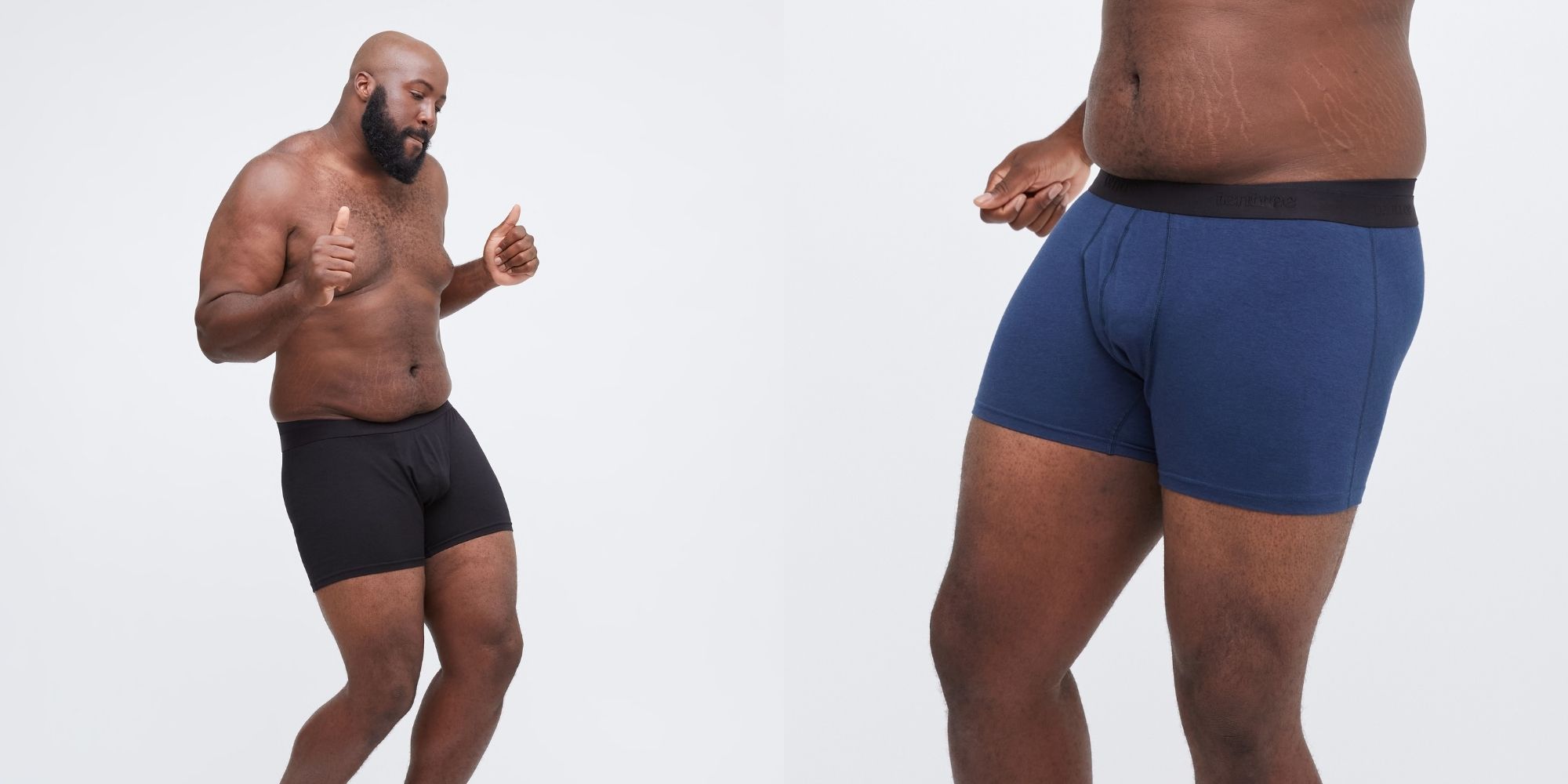 black plus size man wearing sustainable brief by tentree