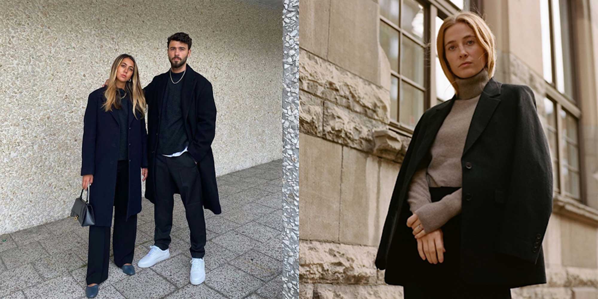 people wearing all black looks from ethical brand Filippa K