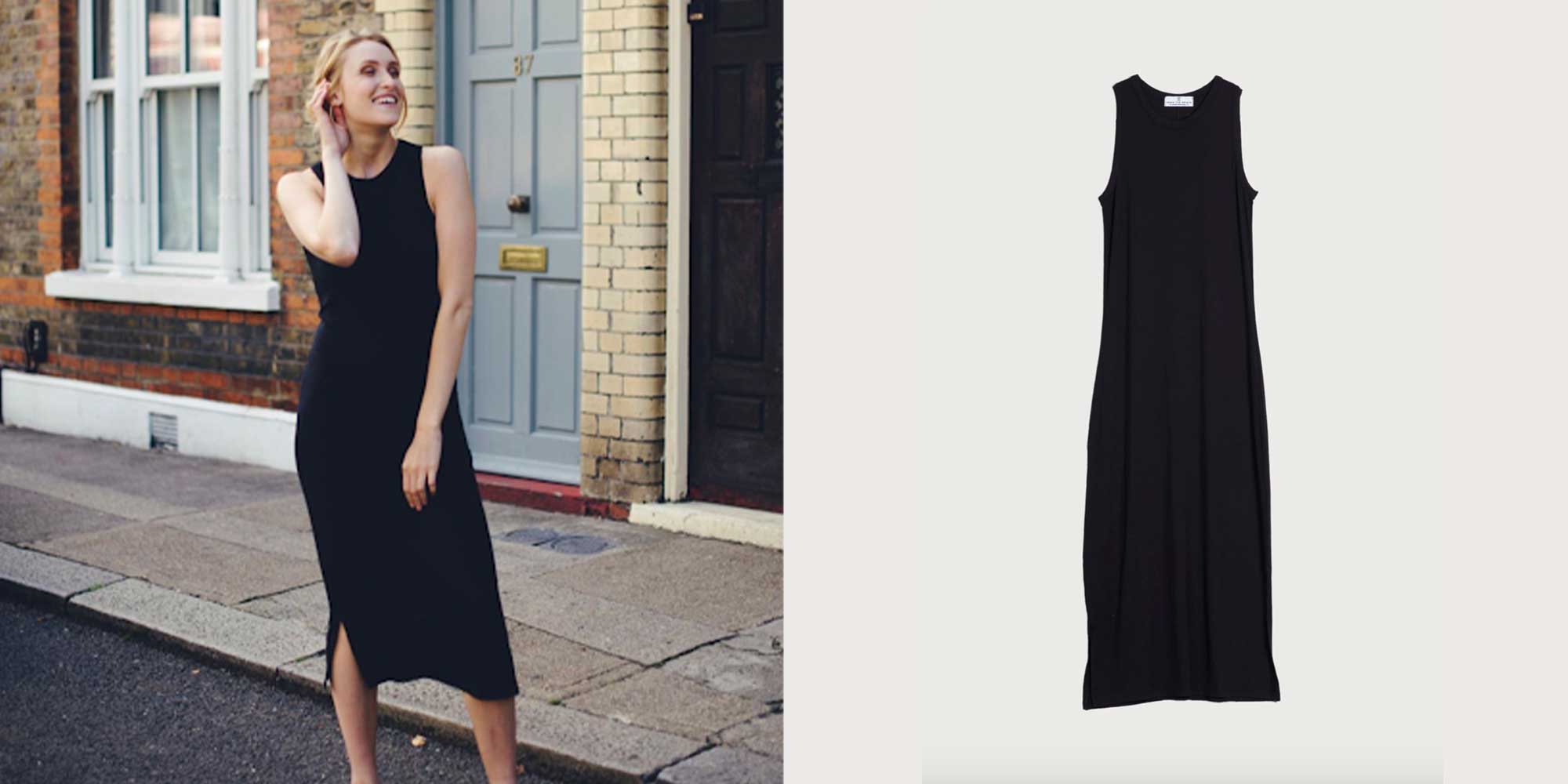 woman wearing lodi dress from sustainable brand Know The Origin