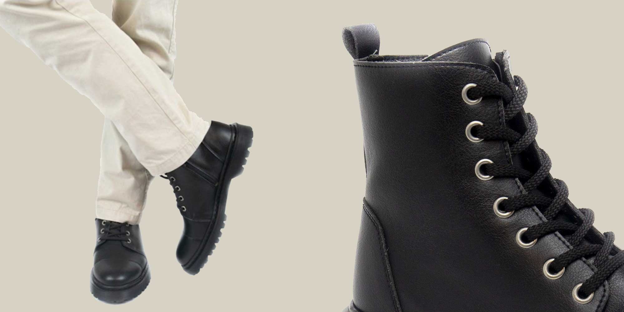 black unisex vegan boots from ethical brand Nae
