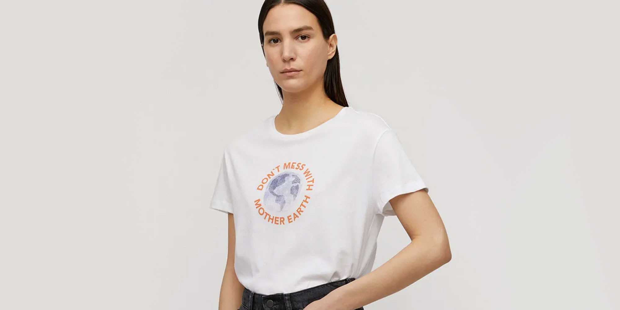 don't mess with mother earth white sustainable slogan t-shirt