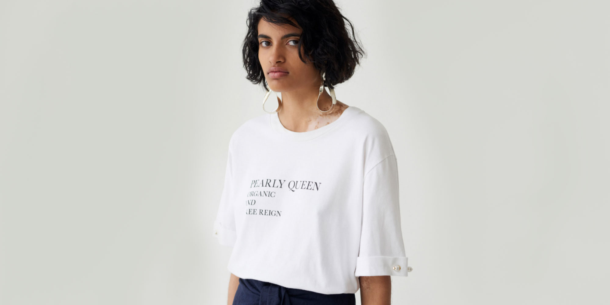 mother of pearl white slogan t-shirt