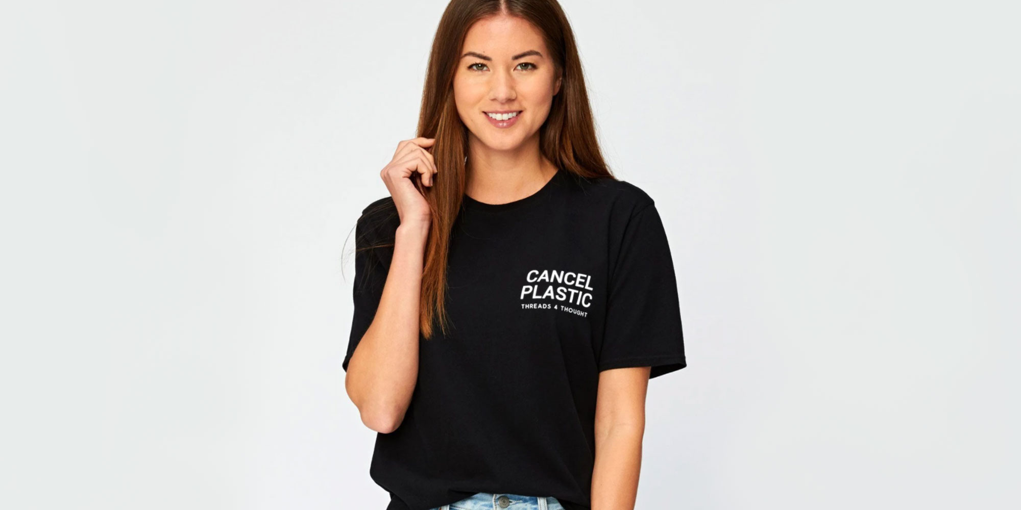 black cancel plastic slogan t-shirt