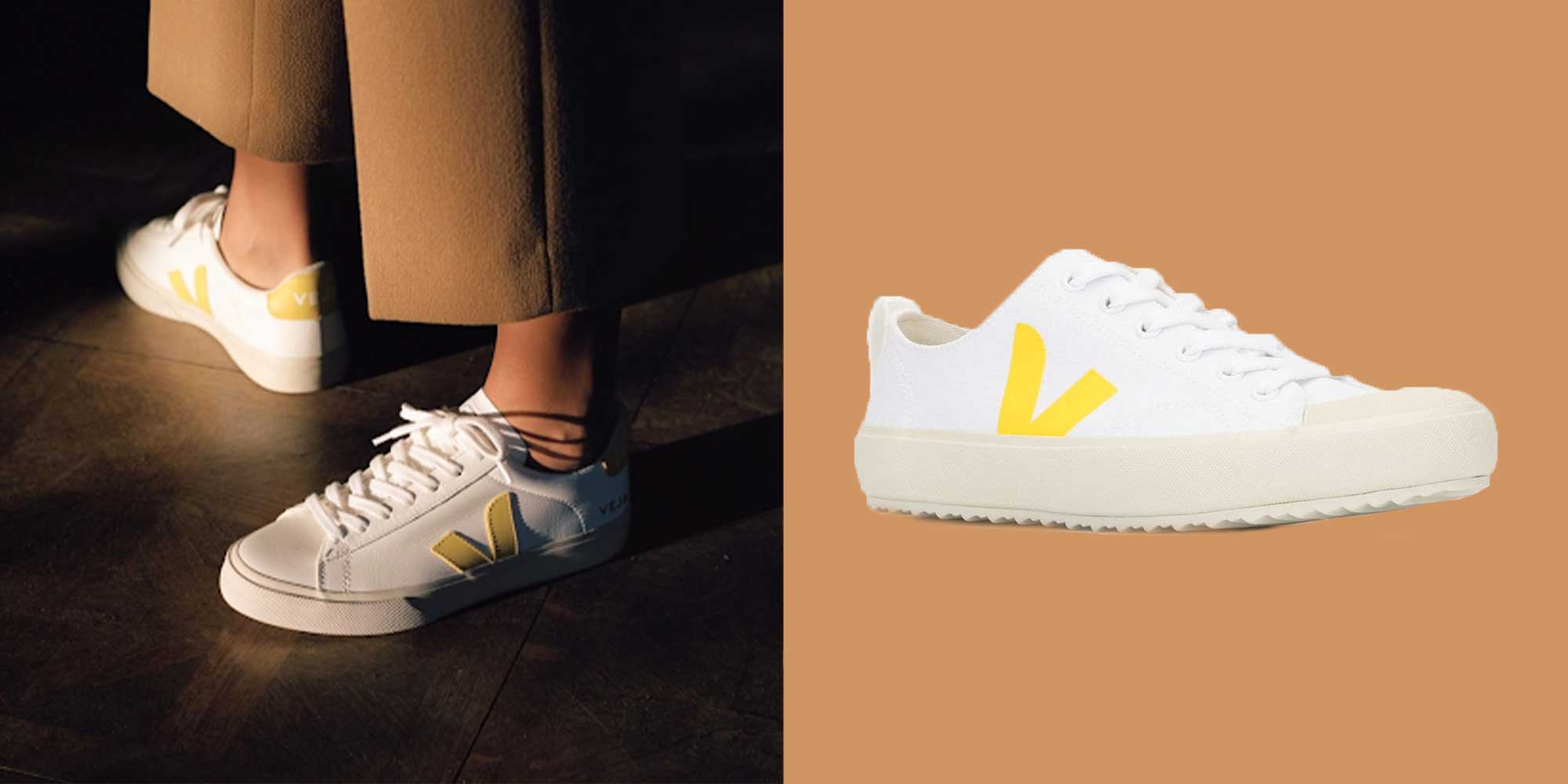 white sneakers from sustainable brand Veja