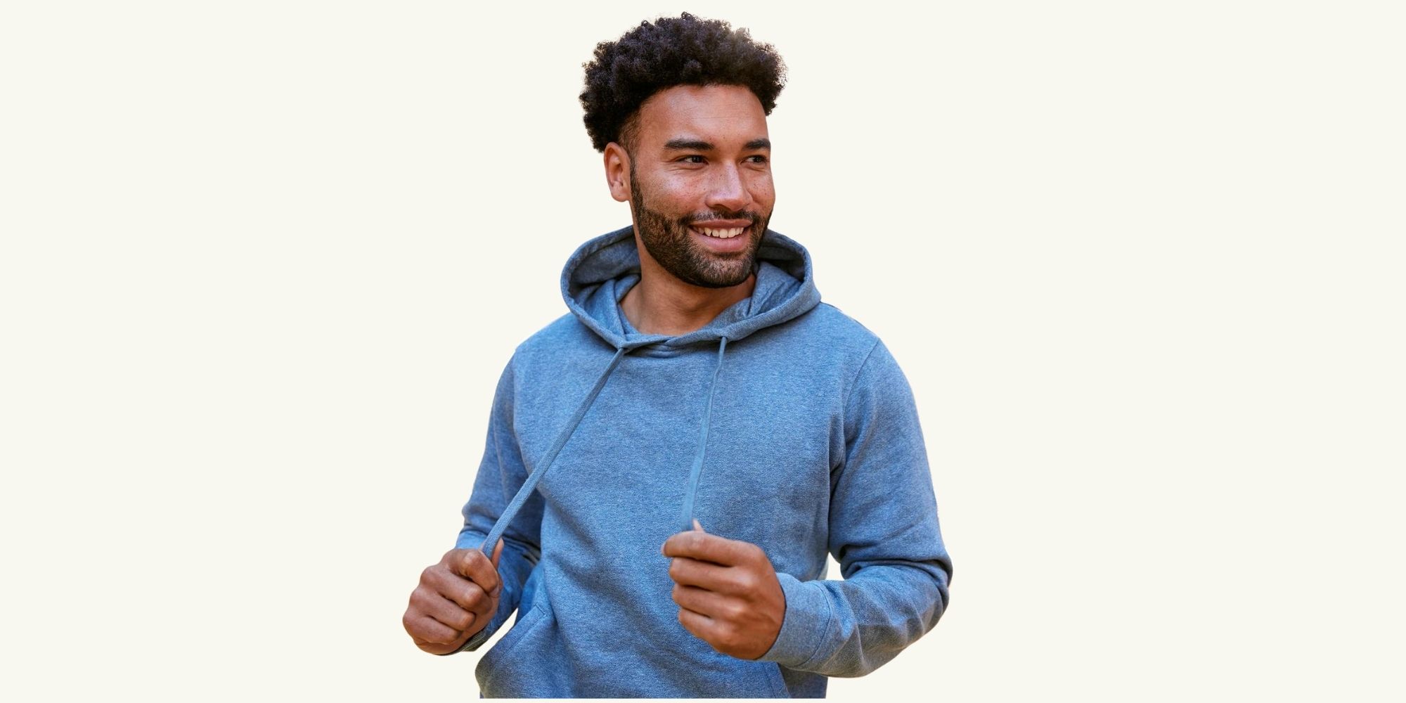 Someone wearing a blue unisex hoodie by Conscious Step that supports mental health.
