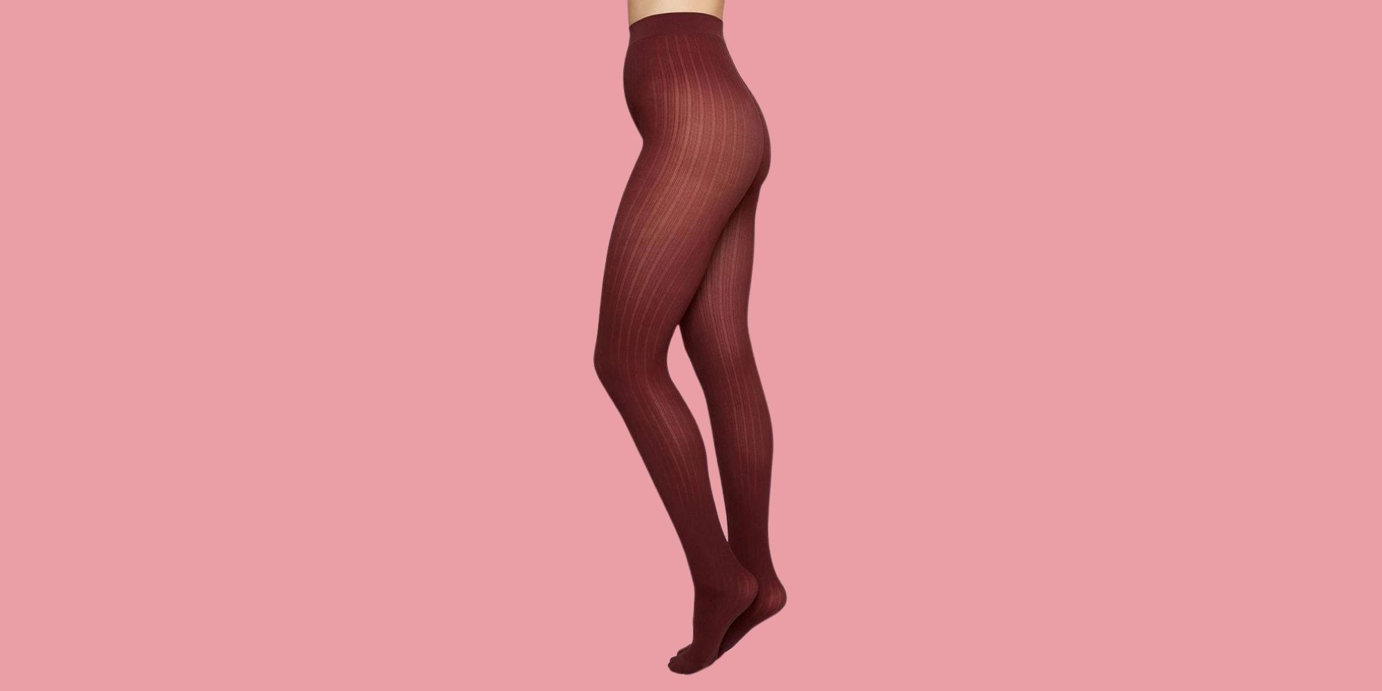Wine red rib knit sustainable stockings by Swedish Stockings.