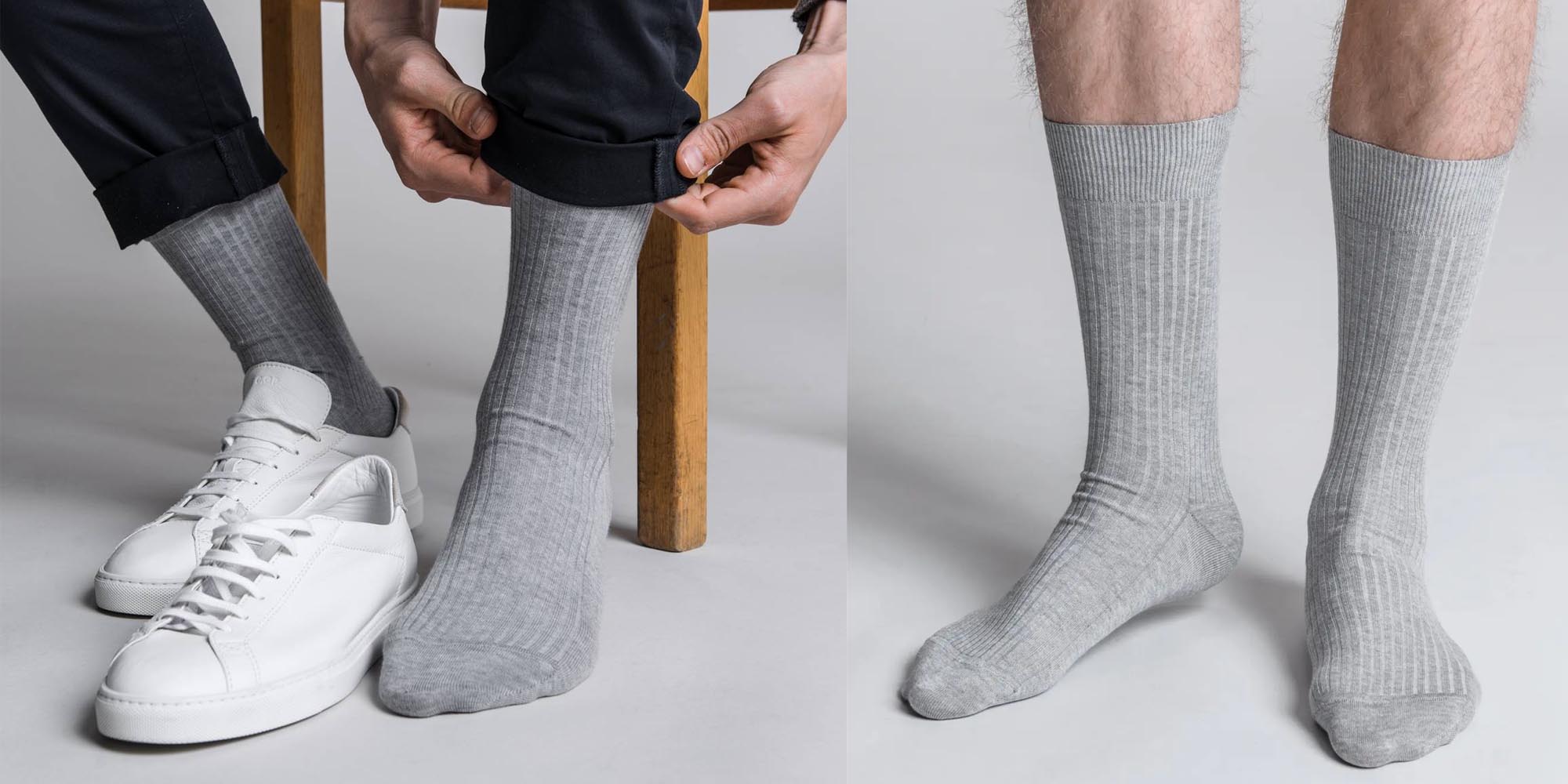 Men's socks in ribbed gray