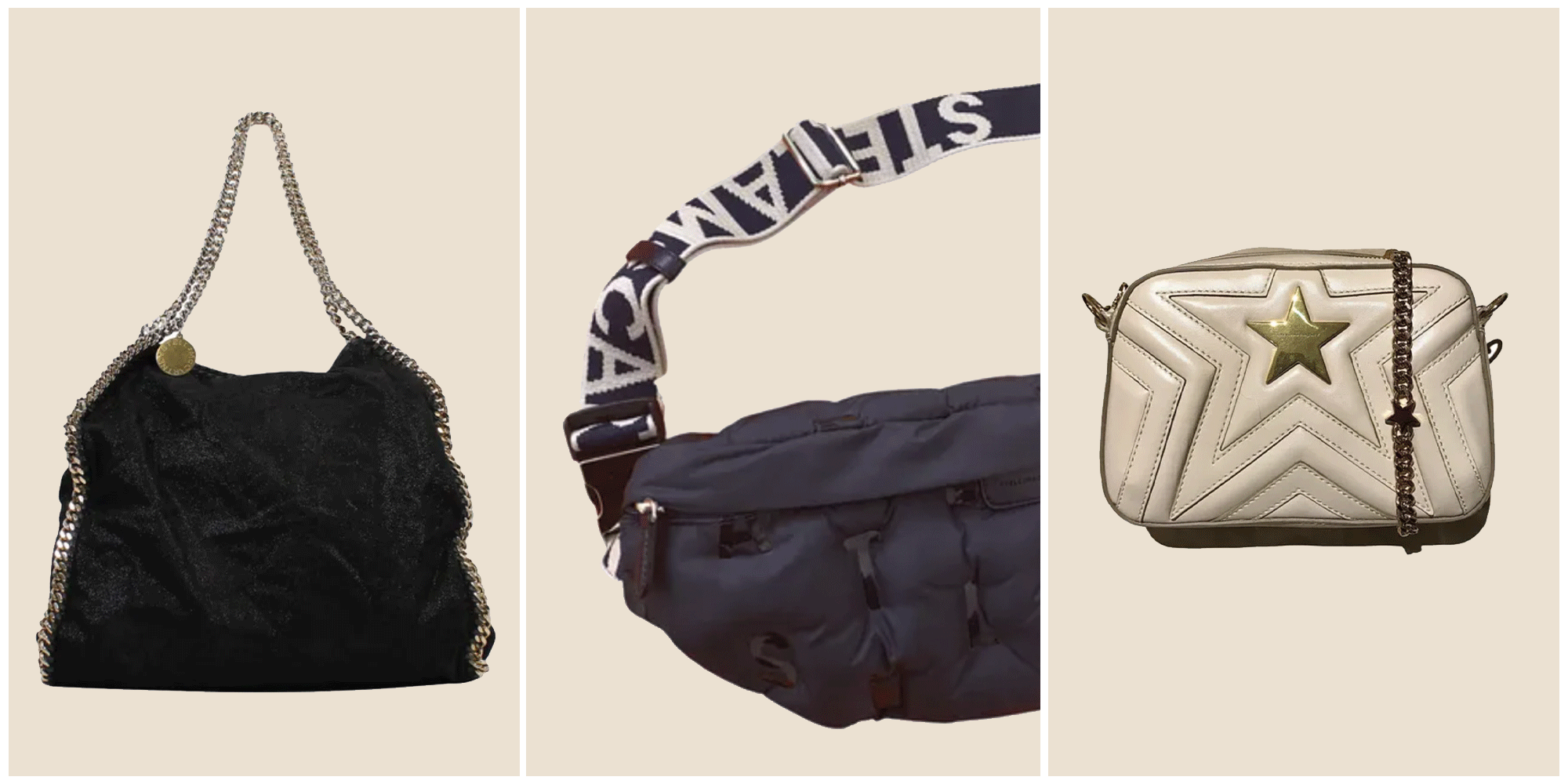 flat lay second hand Stella McCartney bags