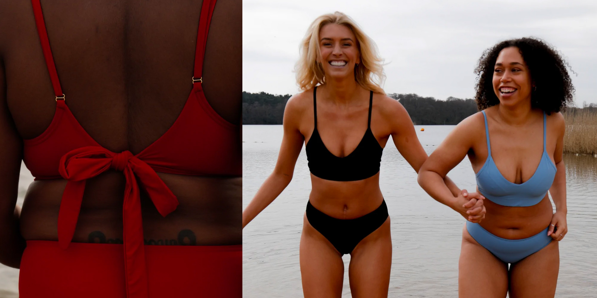 A sustainable bikini top by Stay Wild Swim.