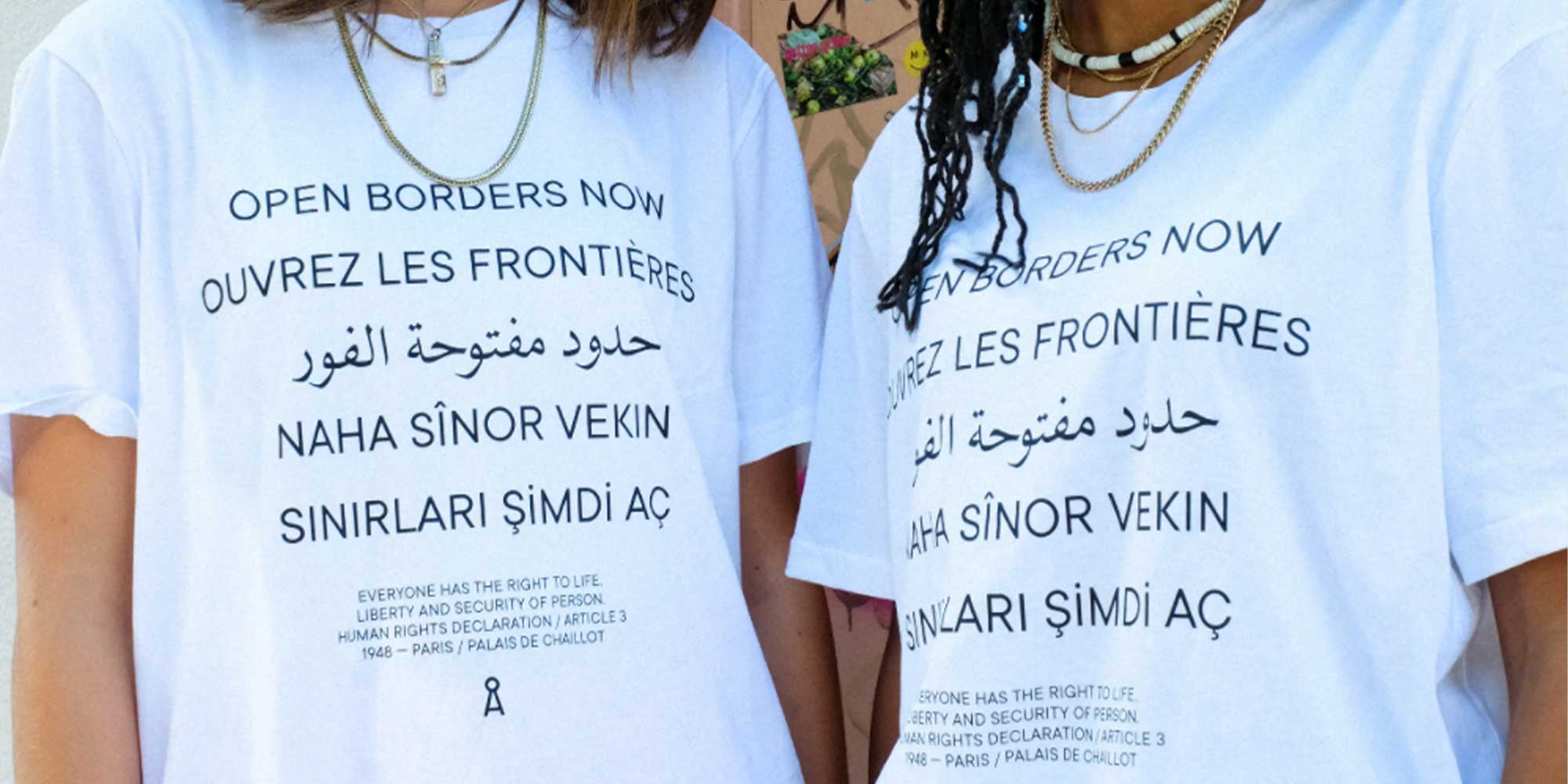 women wearing white open borders tshirt by armedangels