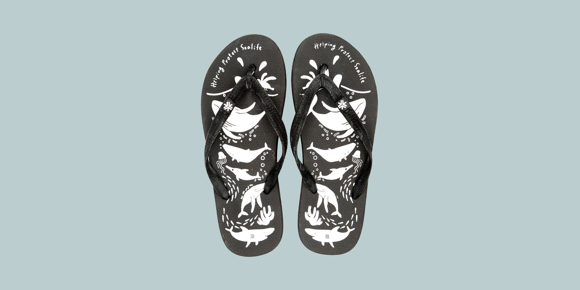 black ethical flip flops by etiko