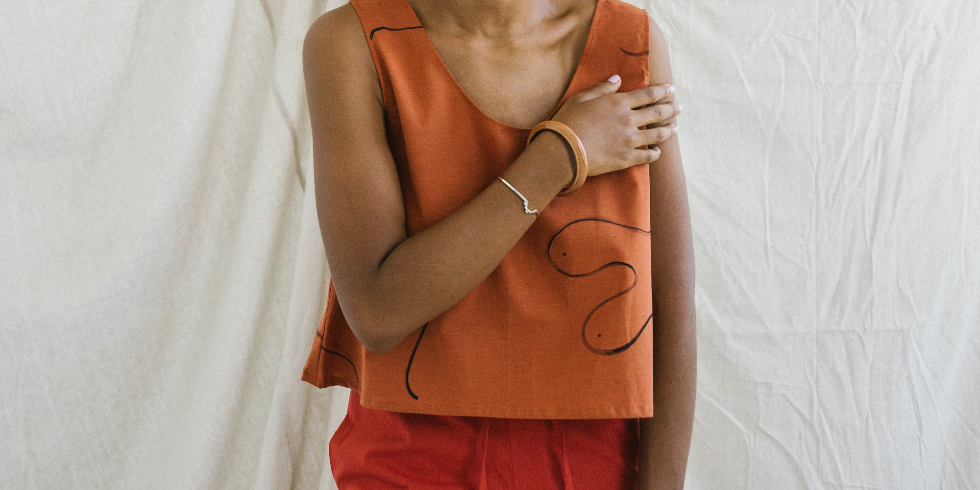 Woman wearing sustainable swing top