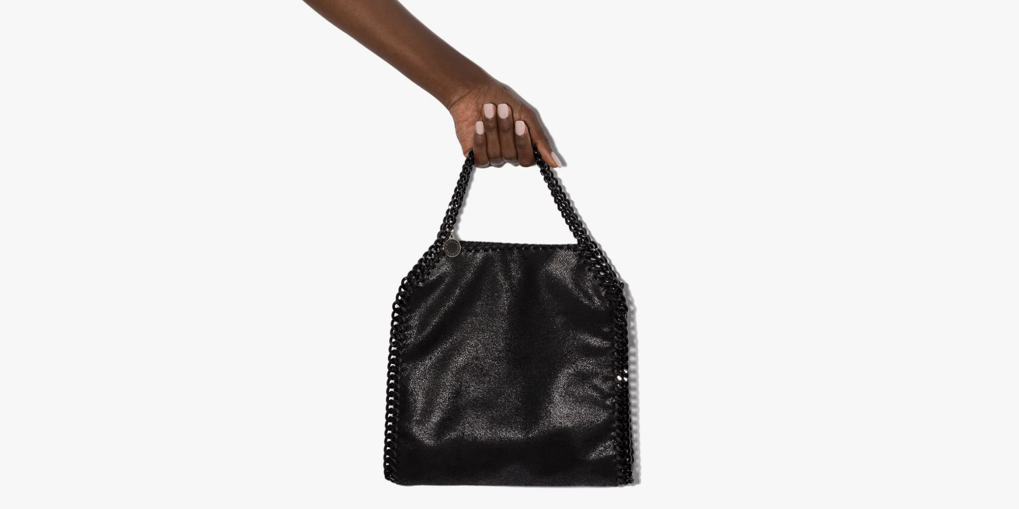 black sustainable vegan tote by Stella McCartney via Farfetch