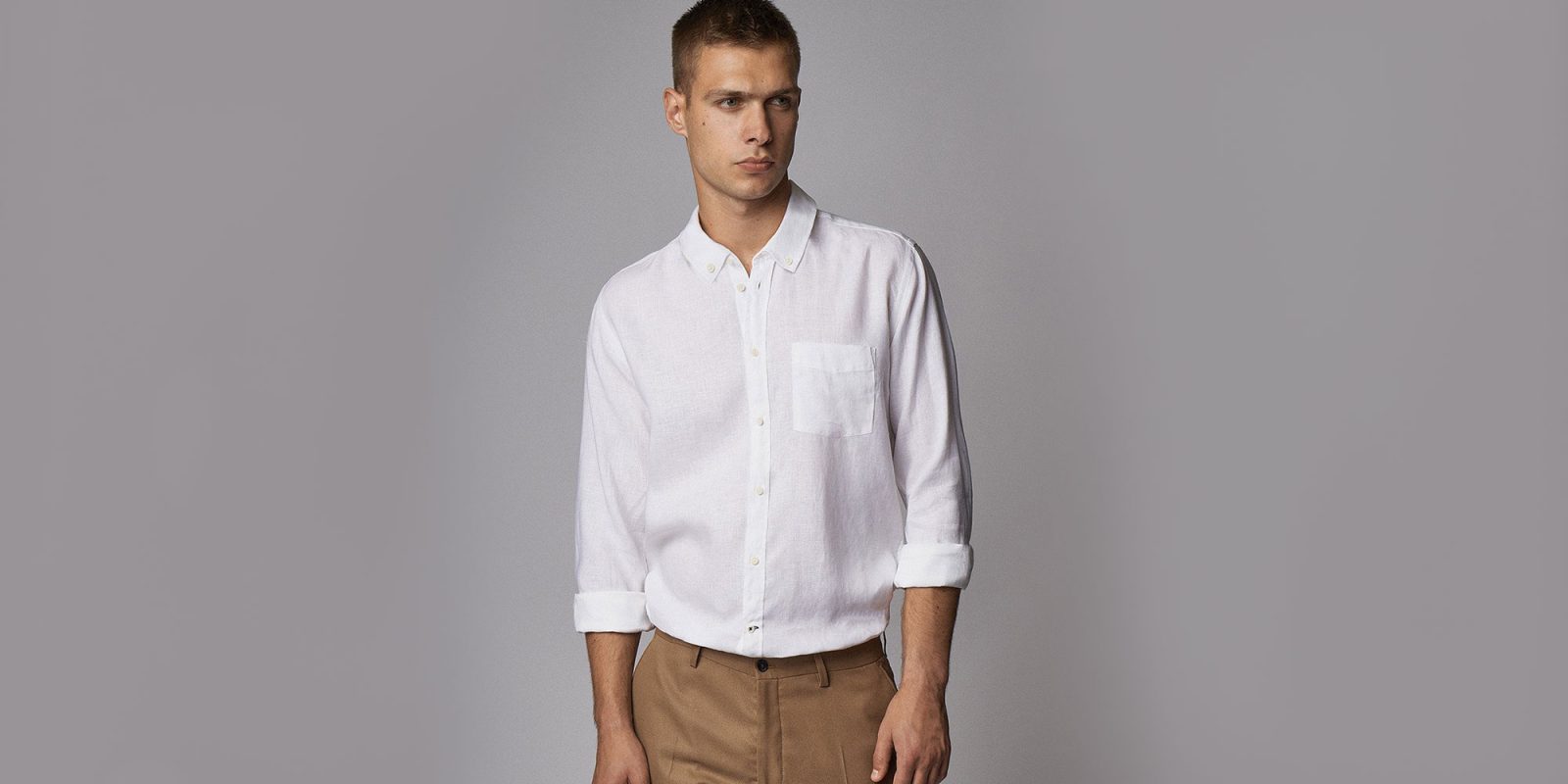 White mens semi organic shirt