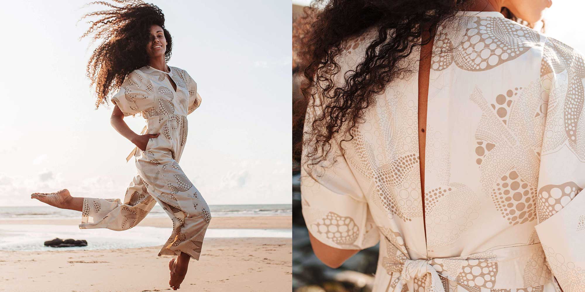 woman wearing beige romper by no nasties