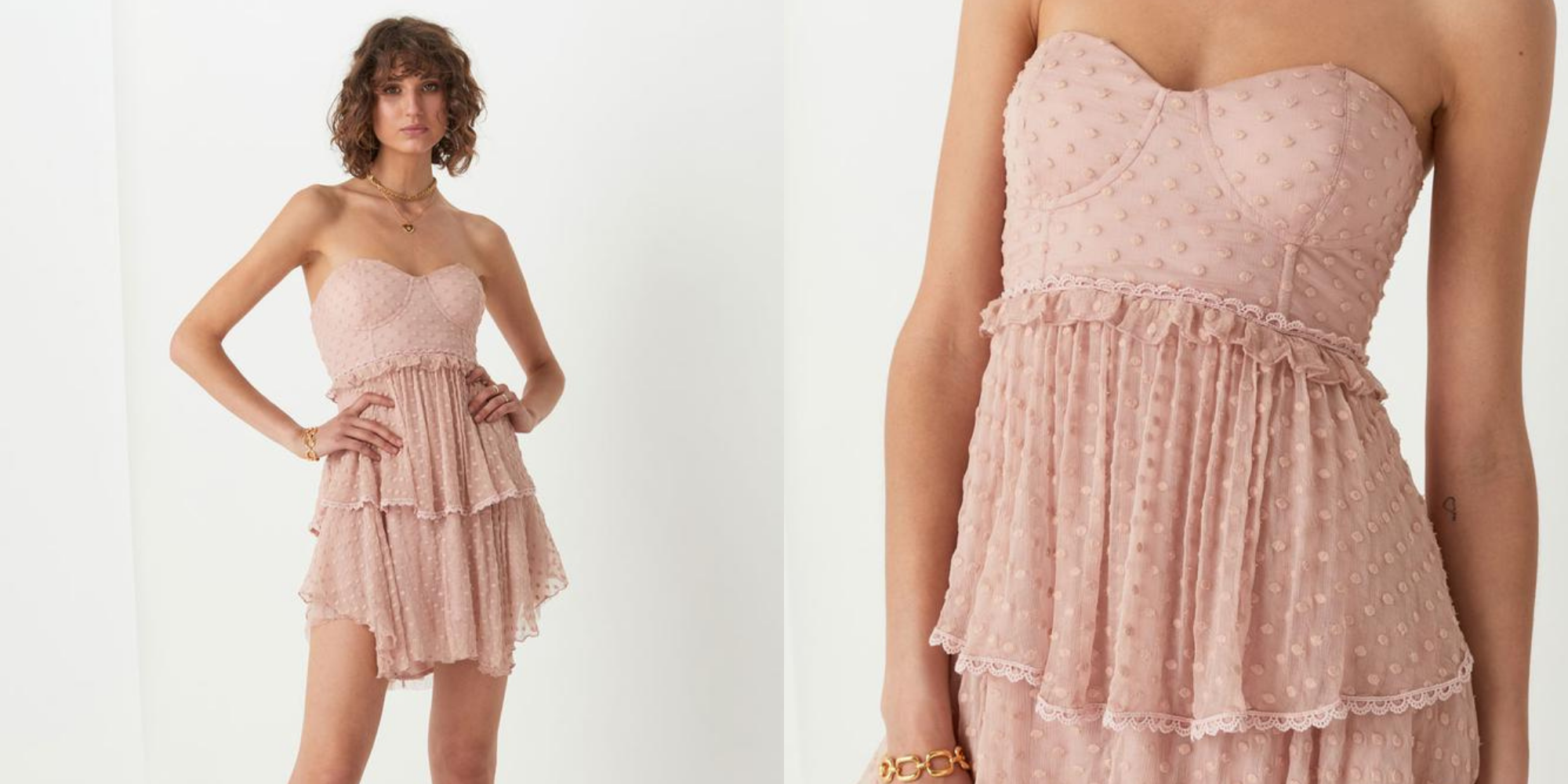 flowy baby pink sustainable party dress by Spell brand