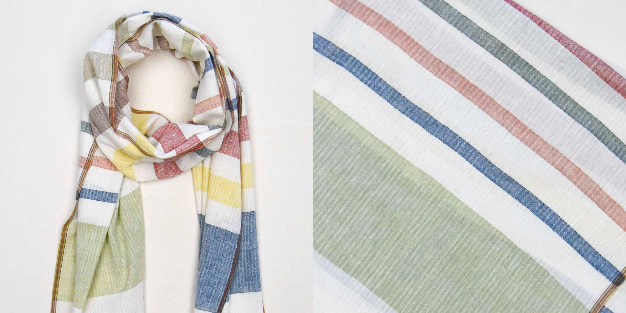 A rainbow plant-dyed scarf by Sustain by Kat.