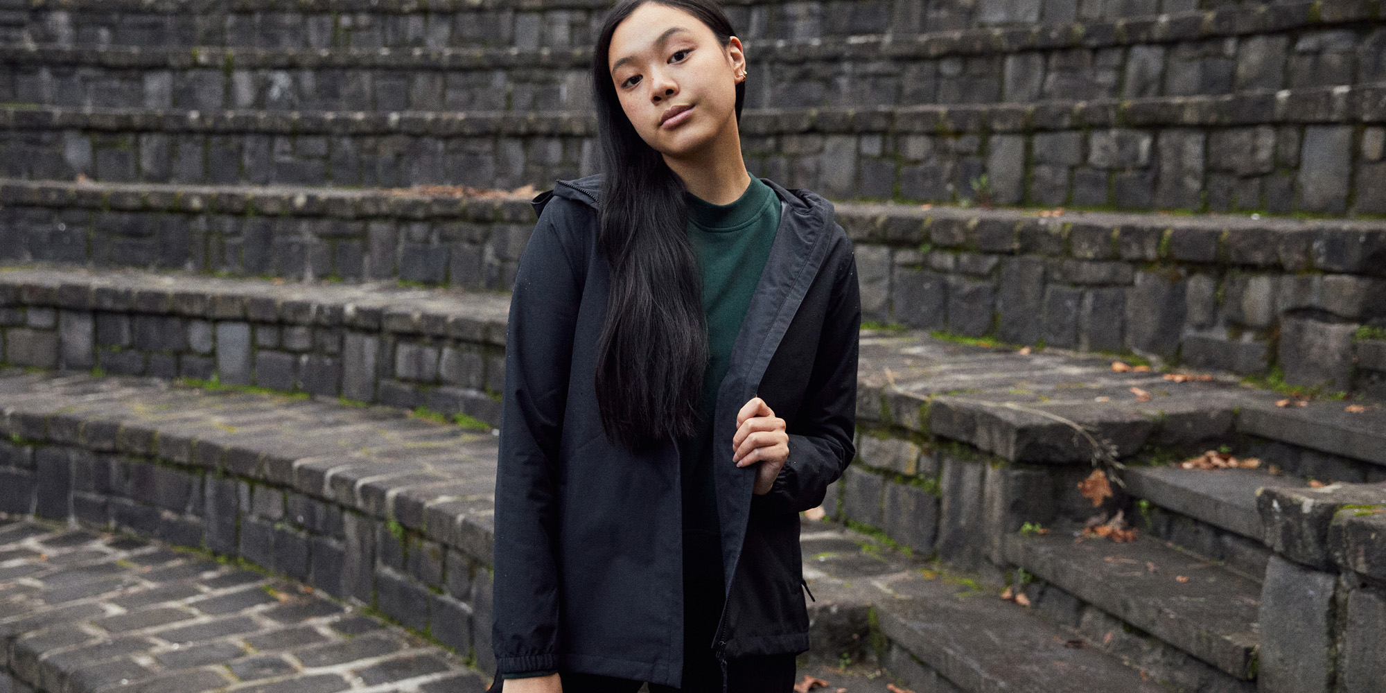 Someone in clothes by Amble Outdoors.