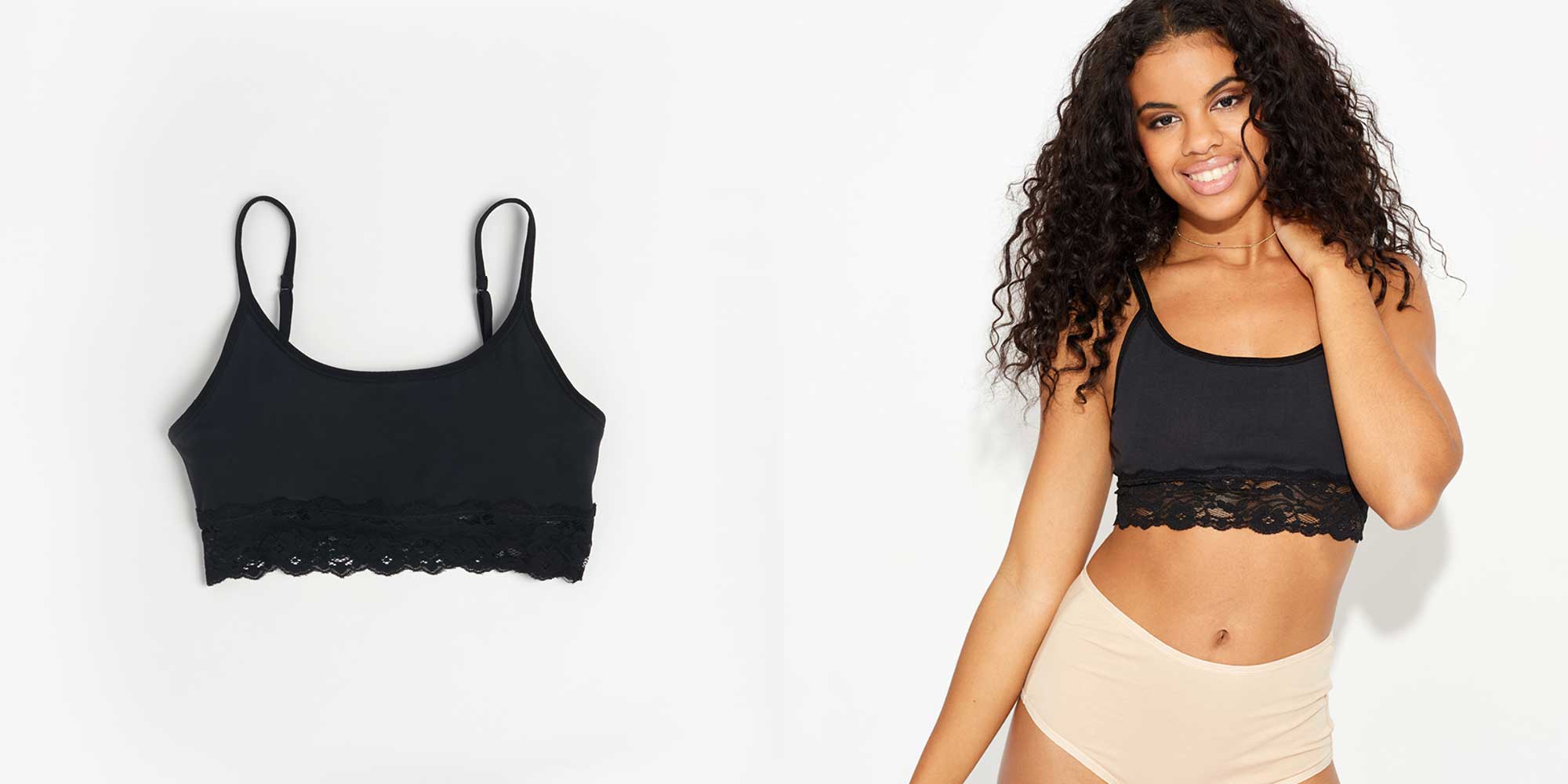 woman wearing sustainable bralette by PACT