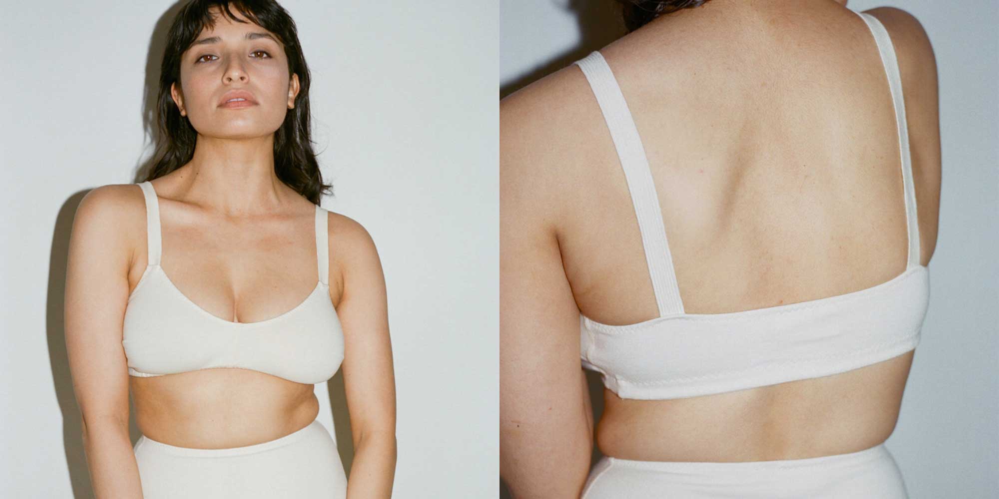 woman wearing white full bra by pansy