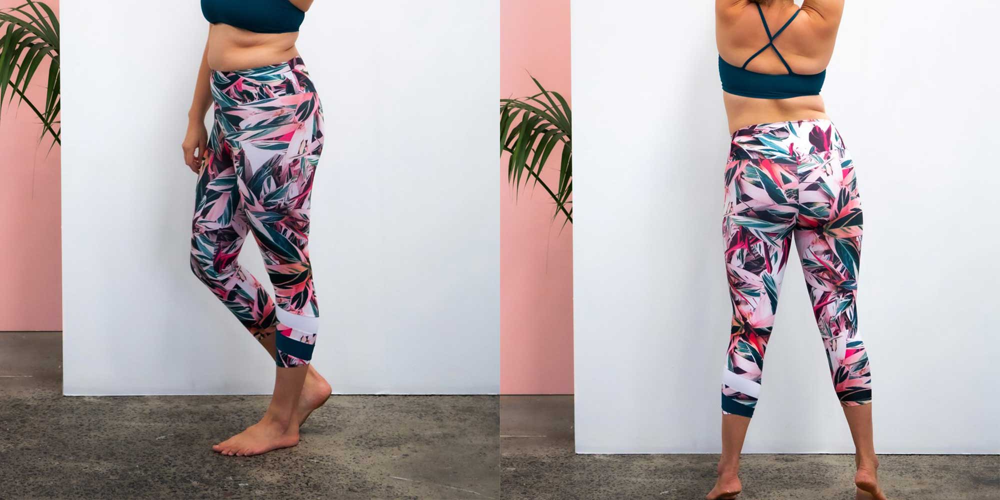 woman wearing patterned leggings by elle evans