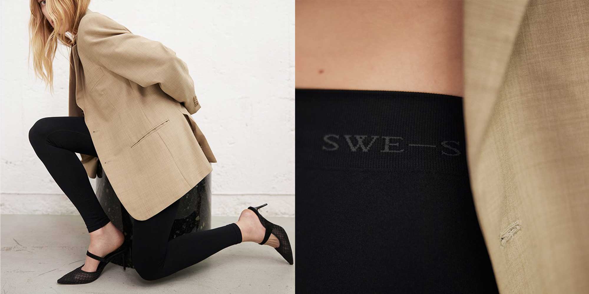 woman wearing black leggings by swedish stockings