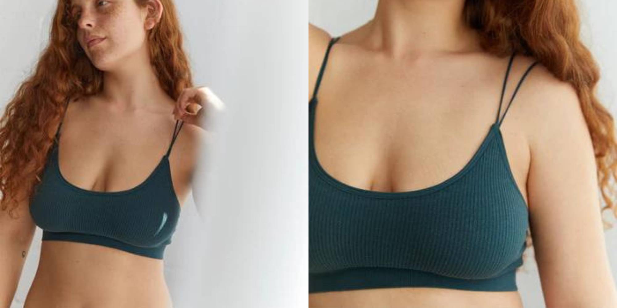 A dark teal organic bra by TWOTHIRDS.