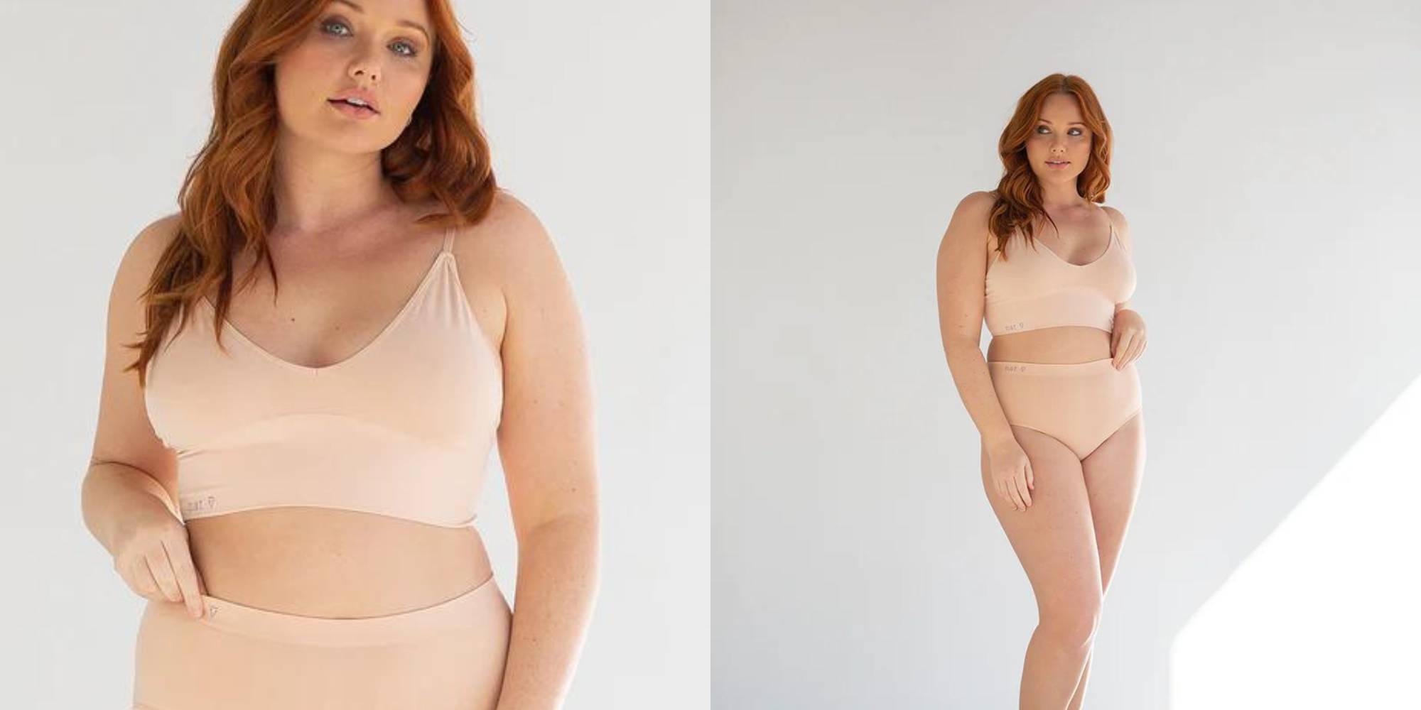 A blush pink supportive bralette by nat'v basics.