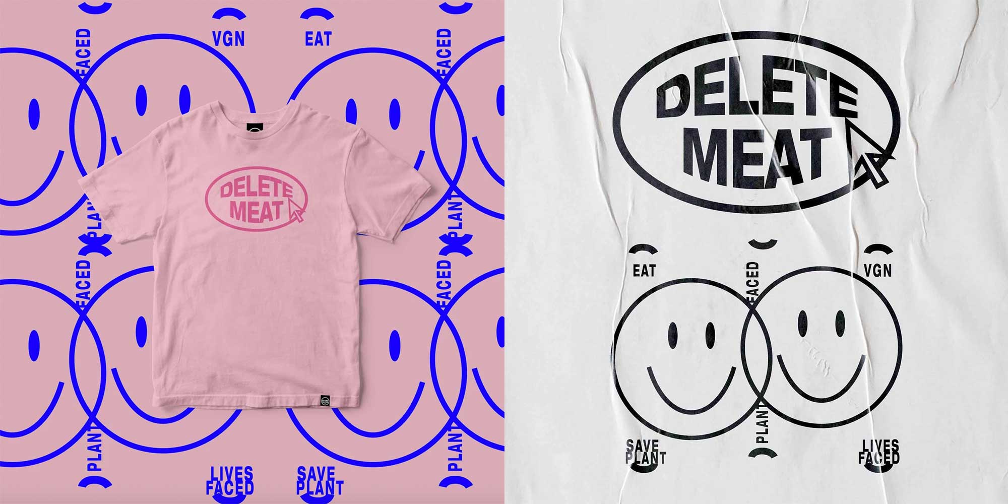 pink delete meat t-shirt by plant faced clothing