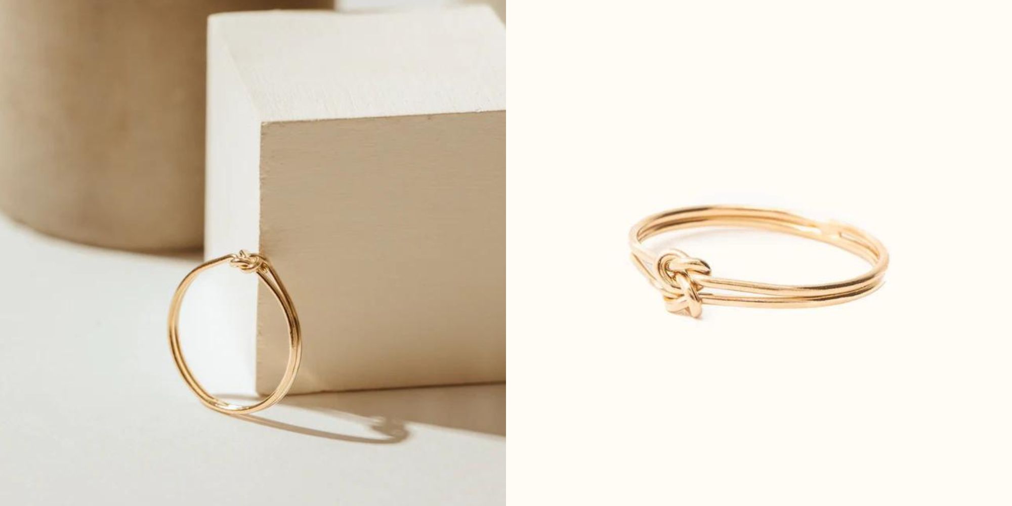 A delicate love knot golden ring by ABLE.