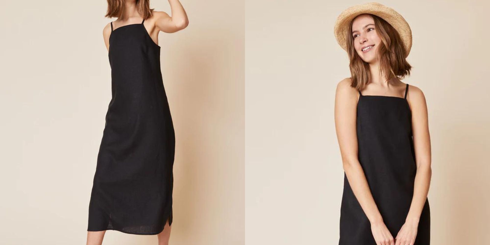 A black linen dress by Whimsy + Row.