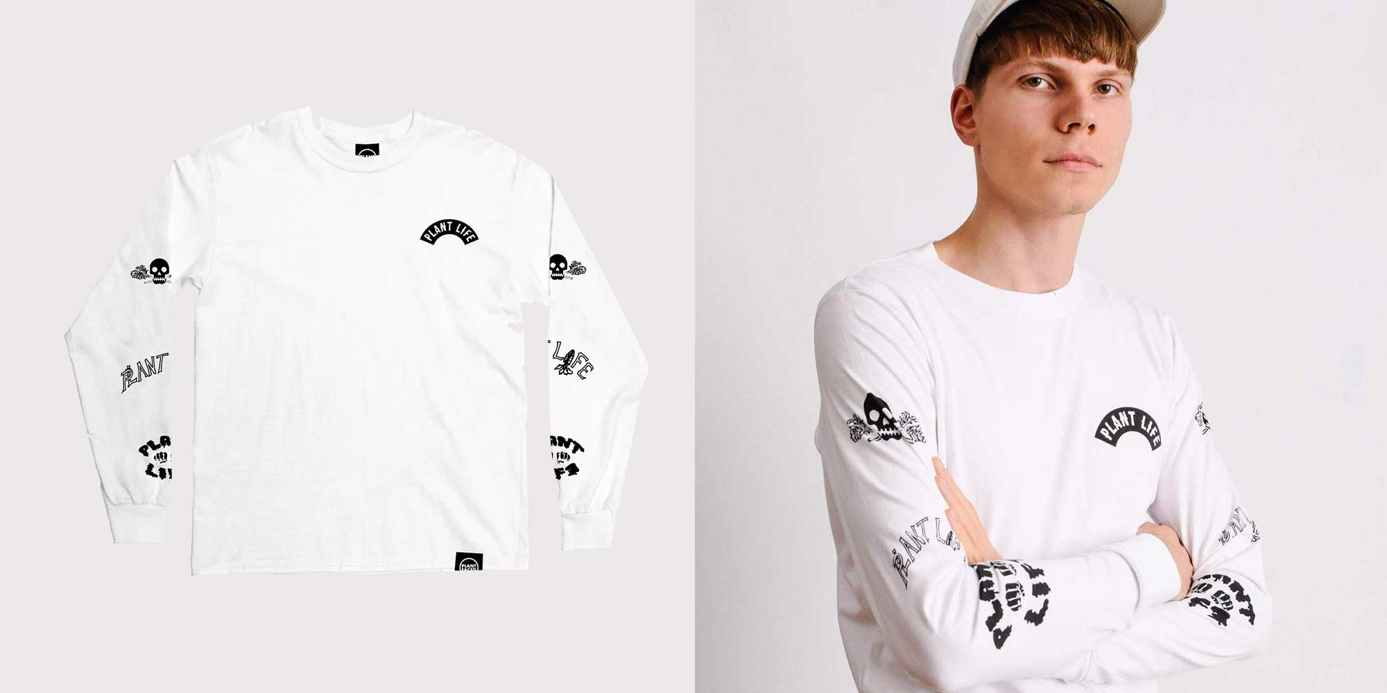 man wearing white long sleeve t-shirt by pant faced