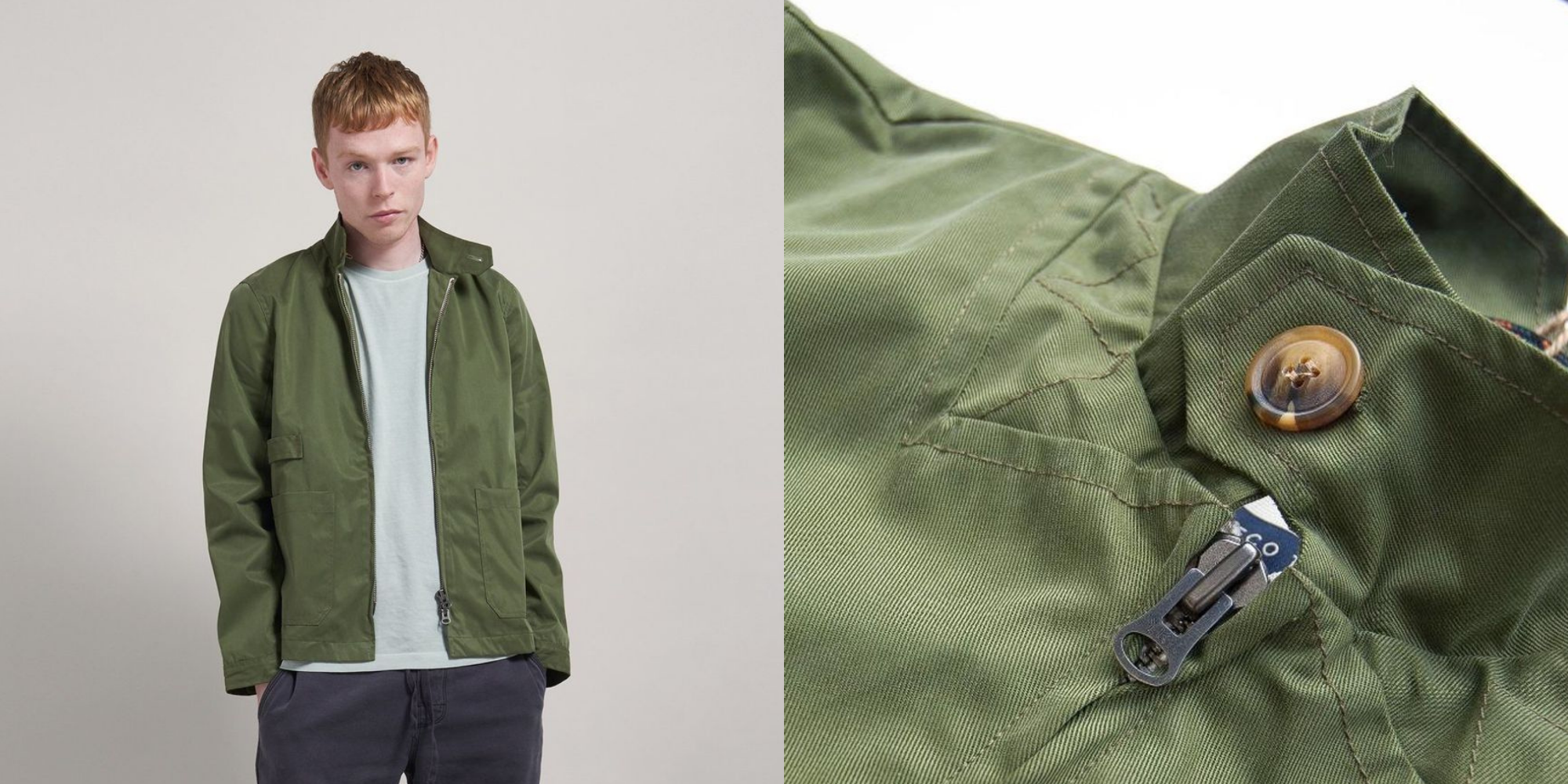 man wearing green sustainable tencel jacket by Komodo by Staiy