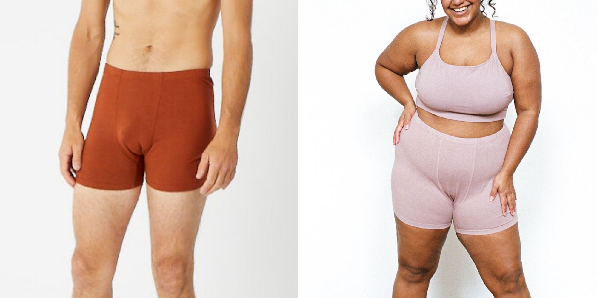 people wearing unisex stretch shorts made from organic US cotton by Pansy