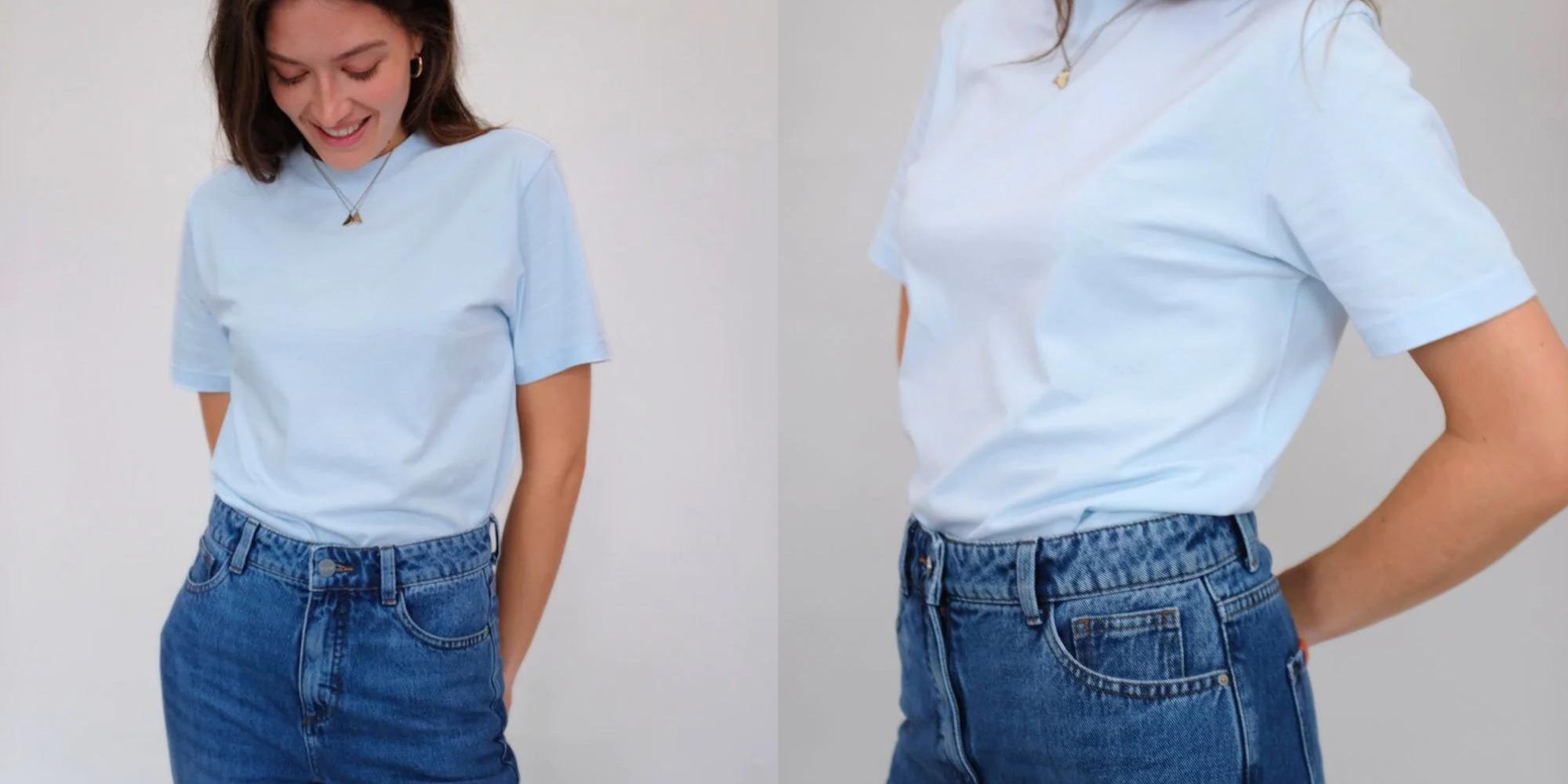 A sky blue organic Fairtrade t-shirt by Yes Friends.