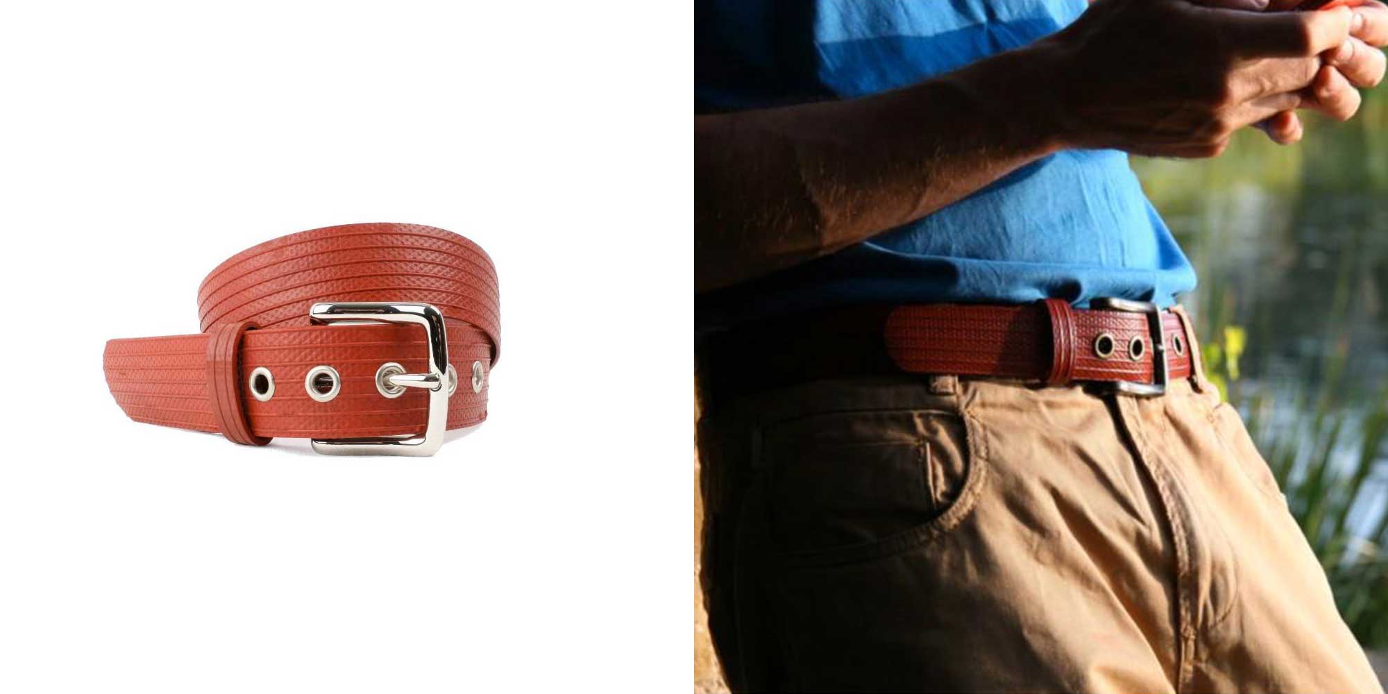 red upcycled belt by elvis kresse