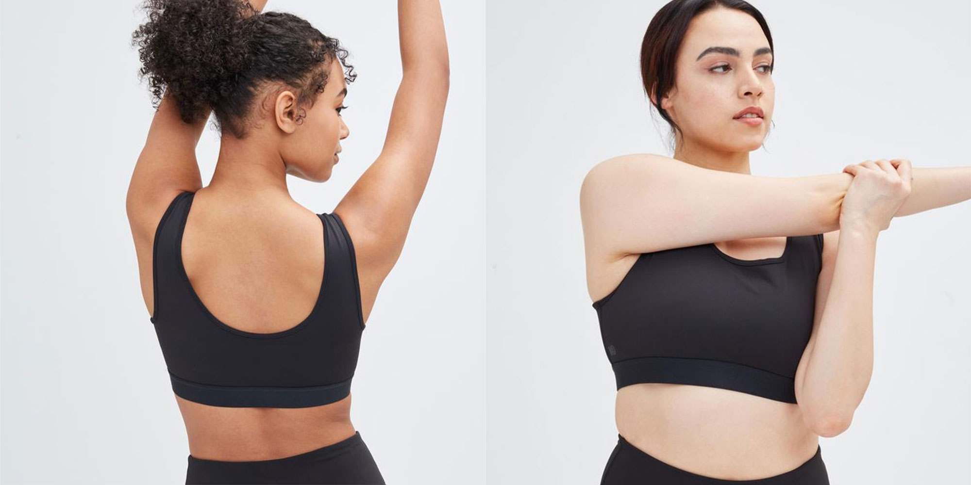 women wearing black sports bras by tentree