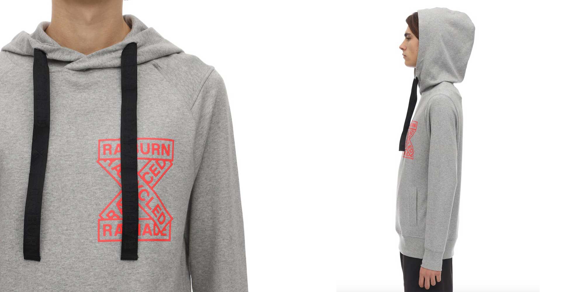 person wearing grey raeburn sweatshirt