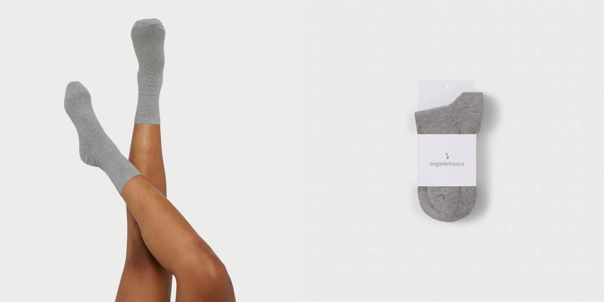 A pair of grey organic cotton socks by Organic Basics.