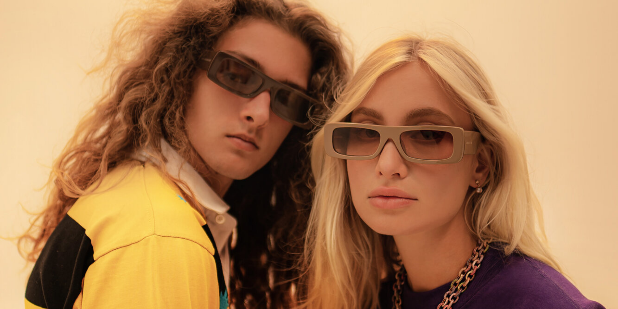 man and woman wearing stylish sustainable sunglasses by POLITE WORLDWIDE